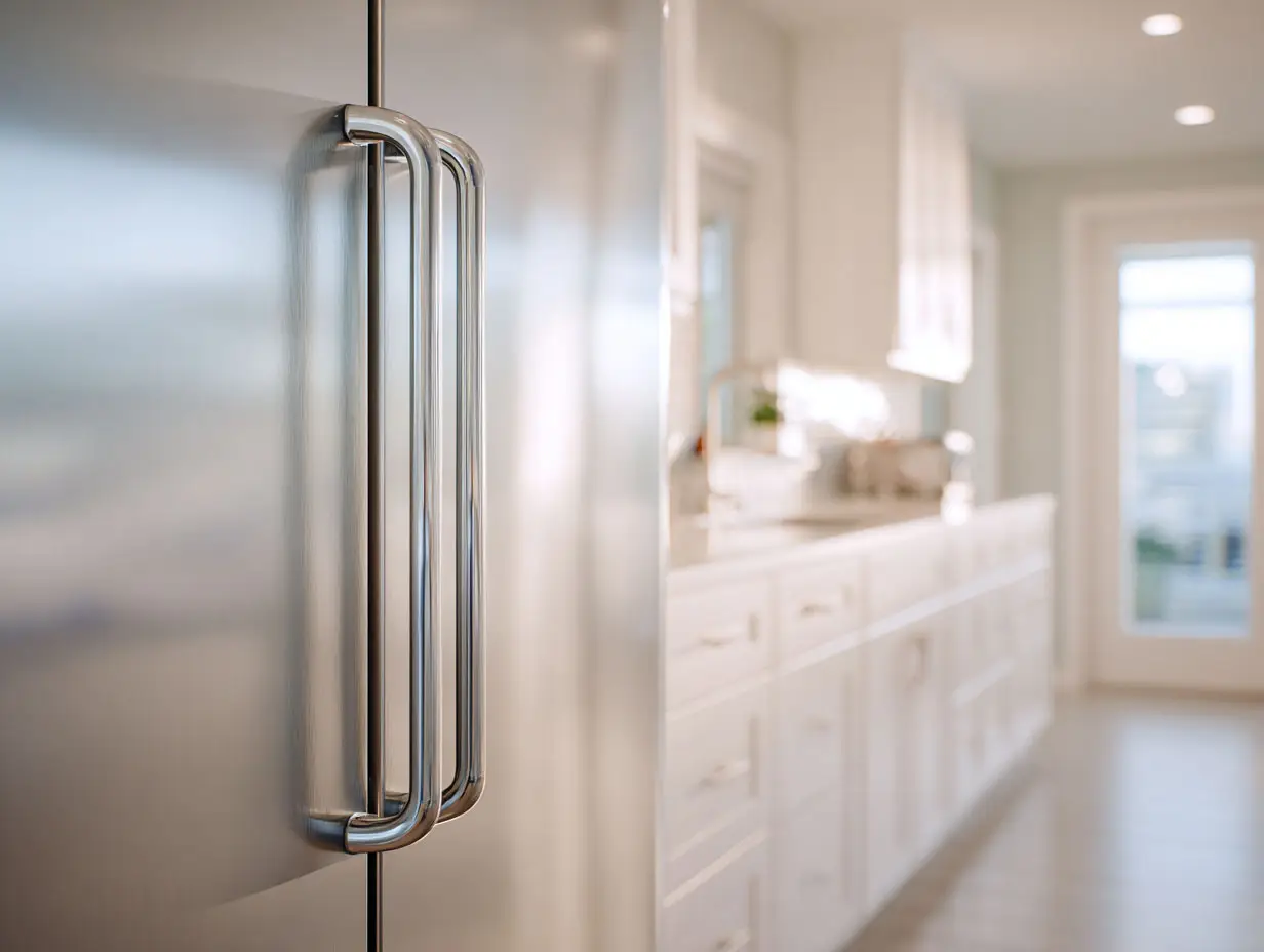 Greasy fingerprints on fridge & door handles How I Clean Sticky Fridge & Door Handles Between Guests